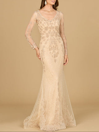 Long Sleeve Lace Mermaid Gown - Glamourous Grace