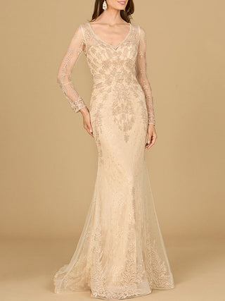 Long Sleeve Lace Mermaid Gown - Glamourous Grace