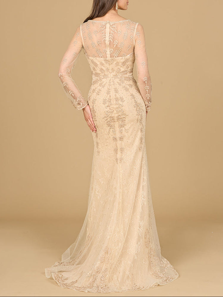Long Sleeve Lace Mermaid Gown - Glamourous Grace