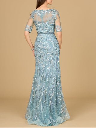 Short Sleeve Lace Fitted Gown - Glamourous Grace