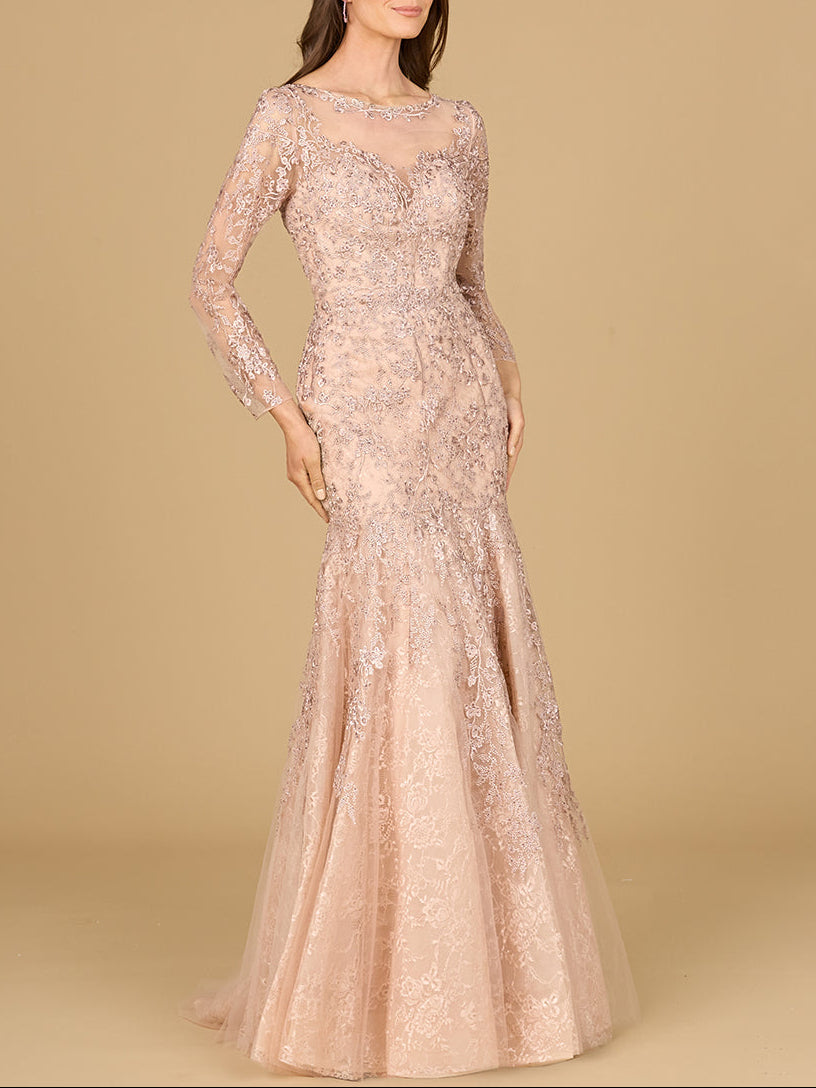 Long Sleeve, Mermaid Lace Gown - Glamourous Grace