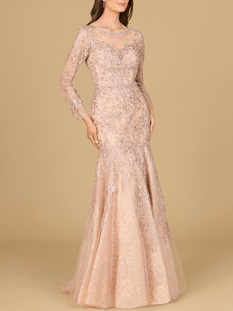 Long Sleeve, Mermaid Lace Gown - Glamourous Grace