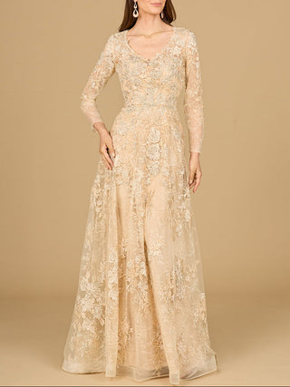 Lace Ballgown with Long Sleeves - Glamourous Grace