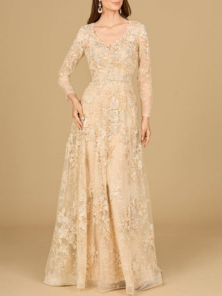 Lace Ballgown with Long Sleeves - Glamourous Grace