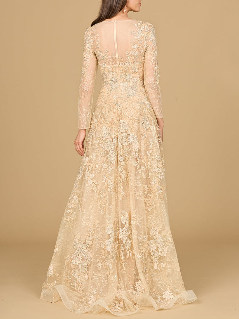 Lace Ballgown with Long Sleeves - Glamourous Grace