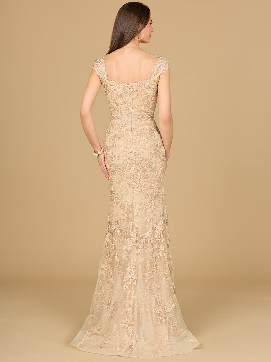 Mermaid Lace Gown with Cap Sleeves - Glamourous Grace