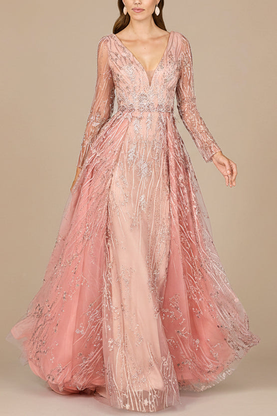 Elegant Overskirt Dress with Long Sleeves - Glamourous Grace