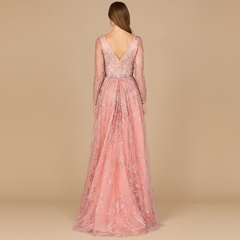 Elegant Overskirt Dress with Long Sleeves - Glamourous Grace