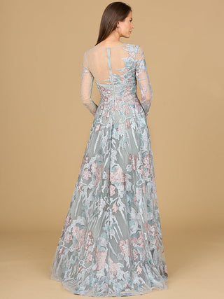 Illusion Neck, Long Sleeve Ballgown - Glamourous Grace