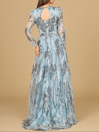 Long Sleeve V-Neck A-Line Gown - Glamourous Grace