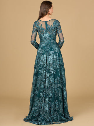 Long Sleeve, Illusion Neck Gown - Glamourous Grace