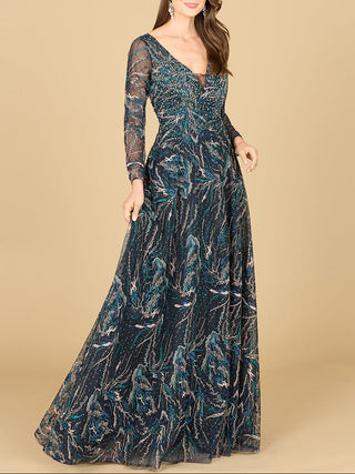 Lace Gown With Long Sleeves - Glamourous Grace