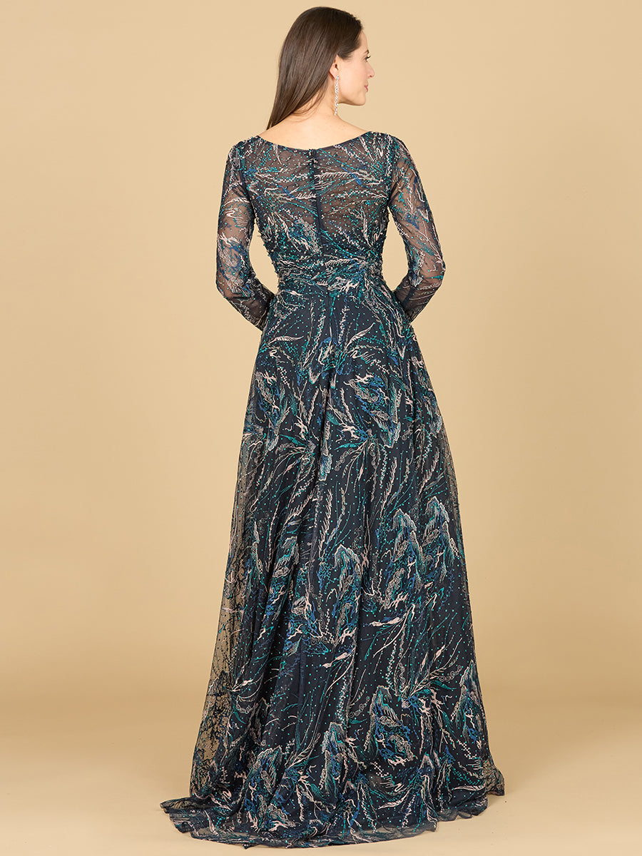 Lace Gown With Long Sleeves - Glamourous Grace