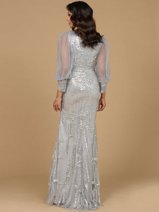 Long Sleeve Lace Gown with Removable Over Skirt - Glamourous Grace