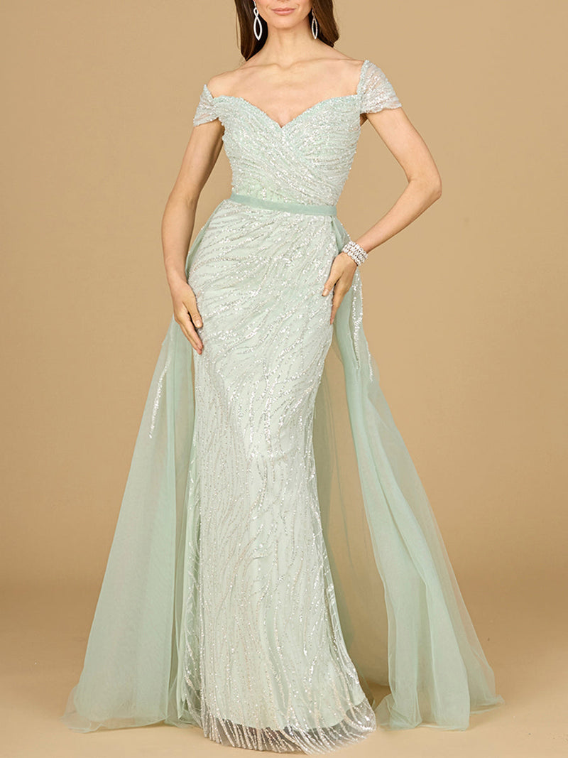 Classic Off Shoulder Overskirt Gown - Glamourous Grace