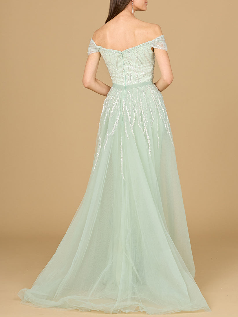 Classic Off Shoulder Overskirt Gown - Glamourous Grace