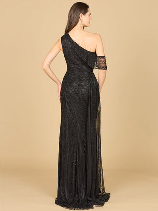 Beaded One Shoulder Dress with Train - Glamourous Grace