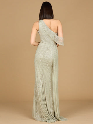 Beaded One Shoulder Dress with Train - Glamourous Grace