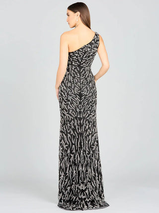 One-Shoulder Beaded Gown with High Slit - Glamourous Grace