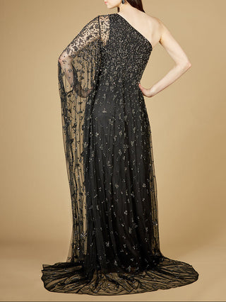 One Shoulder Cape Sleeve Gown - Glamourous Grace