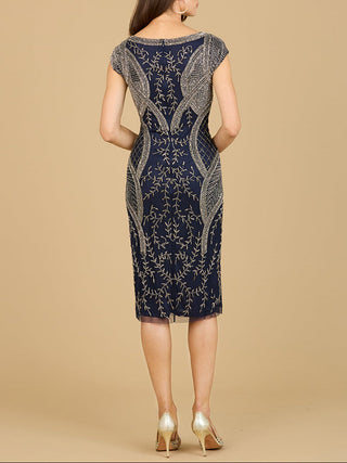 Cap Sleeve Midi Gown with High Neckline - Glamourous Grace