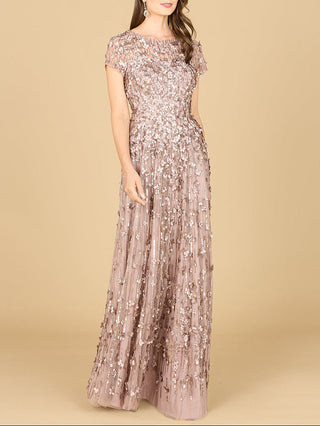 3D Floral Embellished Cap Sleeve Gown | 29181 - Glamourous Grace