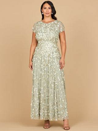 3D Floral Embellished Cap Sleeve Gown | 29181 - Glamourous Grace