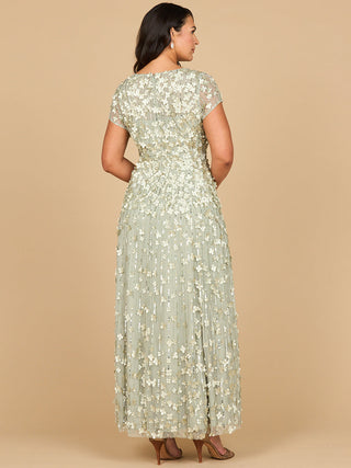 3D Floral Embellished Cap Sleeve Gown | 29181 - Glamourous Grace