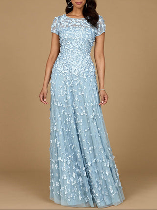 3D Floral Embellished Cap Sleeve Gown | 29181 - Glamourous Grace