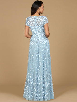 3D Floral Embellished Cap Sleeve Gown | 29181 - Glamourous Grace