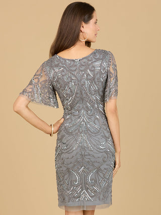 Beaded Cocktail Dress with Short Sleeves  - OUTLET - Glamourous Grace