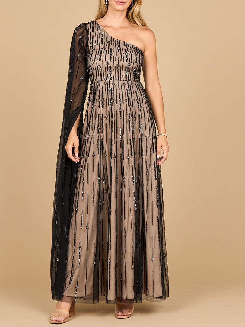 One Shoulder A-Line Gown - Glamourous Grace