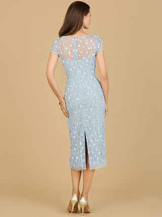 3D Applique Midi Dress with Cap Sleeves | 29186 - Glamourous Grace