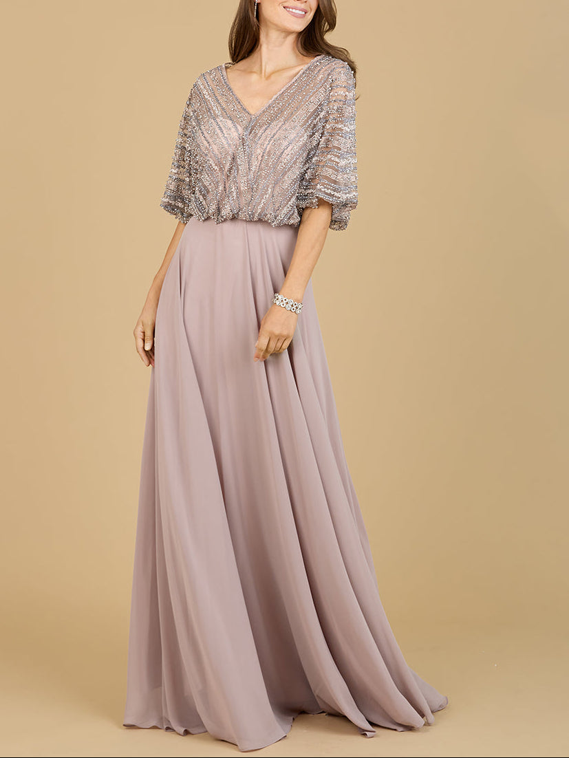 Chiffon A-line Long Gown - Glamourous Grace