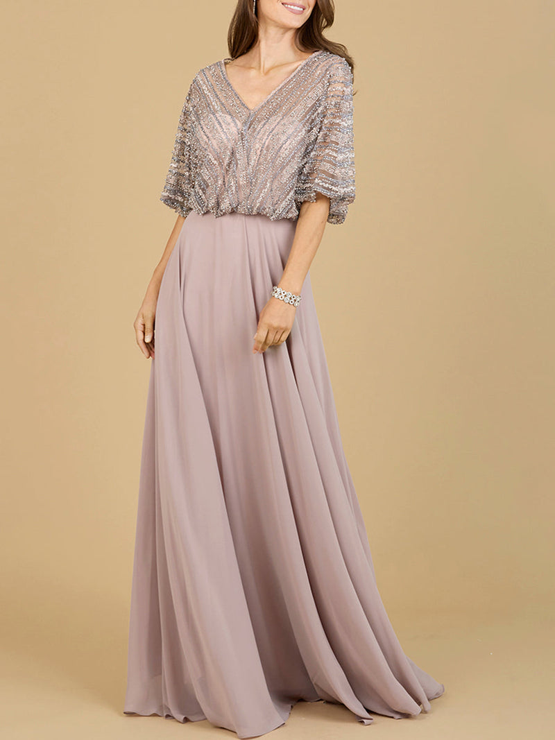 Chiffon A-line Long Gown - Glamourous Grace