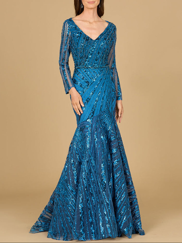 Mermaid, Long Sleeve Gown - Glamourous Grace