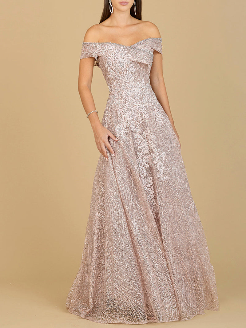 Off Shoulder Embroidered Ballgown - Glamourous Grace