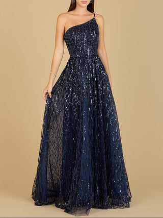 One Shoulder Navy Ball Gown - Glamourous Grace