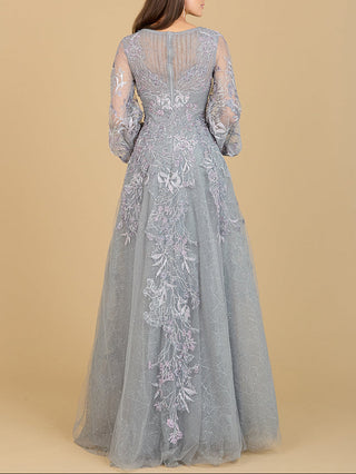 V Neckline Balloon Sleeve Gown - Glamourous Grace