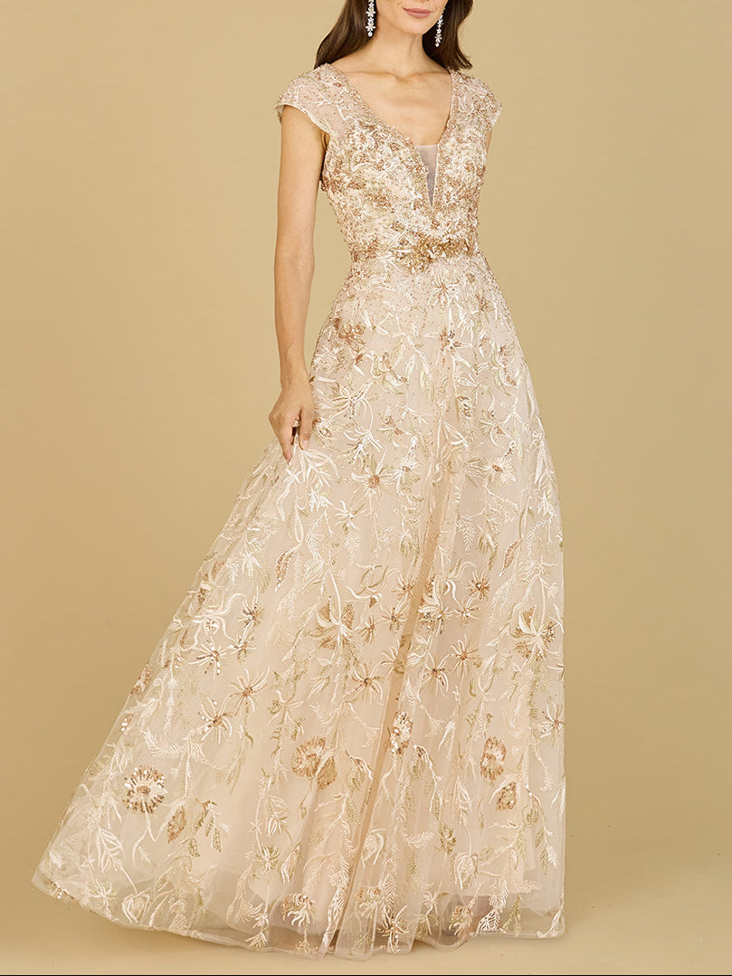 Lace Embellished A-Line Dress - Glamourous Grace