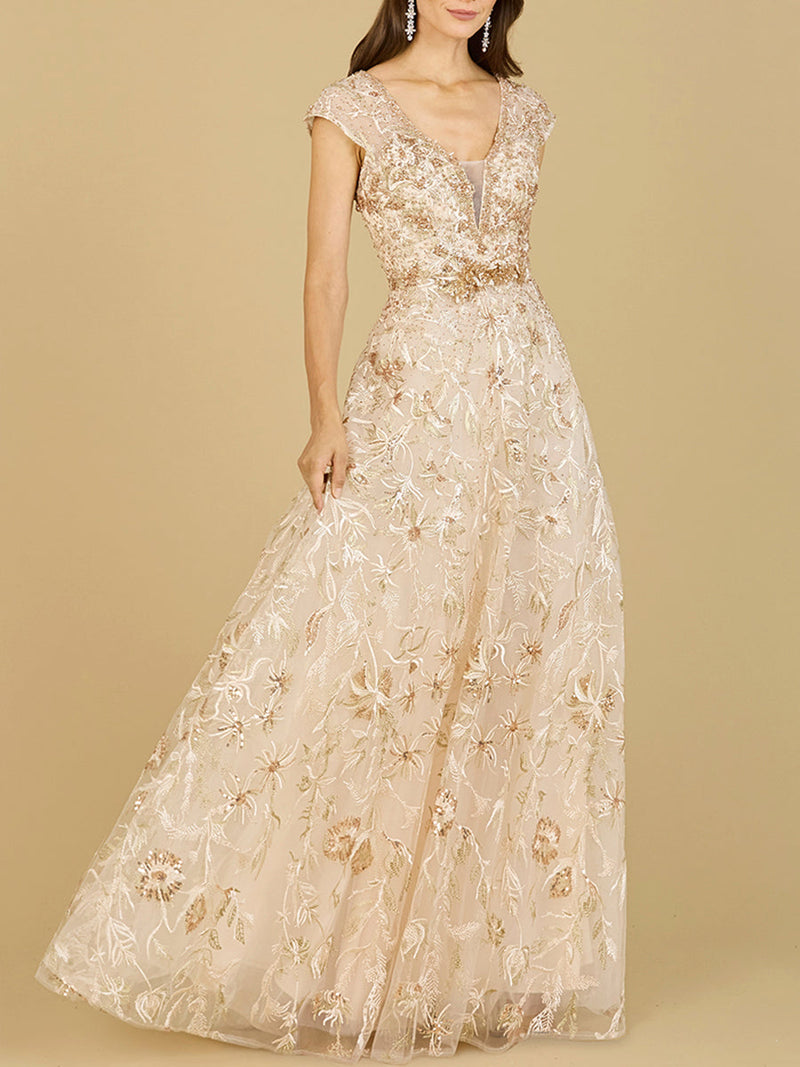 Lace Embellished A-Line Dress - Glamourous Grace