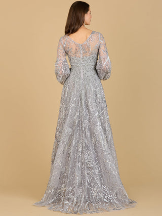 V Neckline Long Sleeve Gown - Glamourous Grace