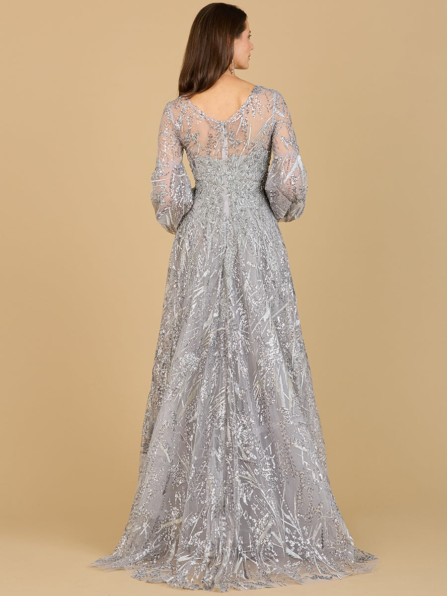 V Neckline Long Sleeve Gown - Glamourous Grace