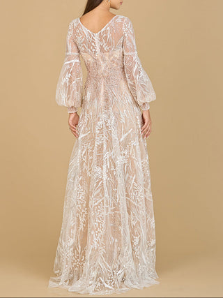 V Neckline Long Sleeve Gown - Glamourous Grace