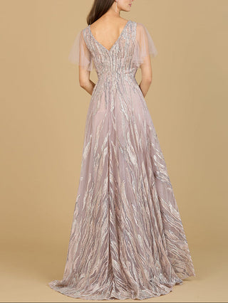 Cape Sleeve V-Neck Gown  - OUTLET - Glamourous Grace