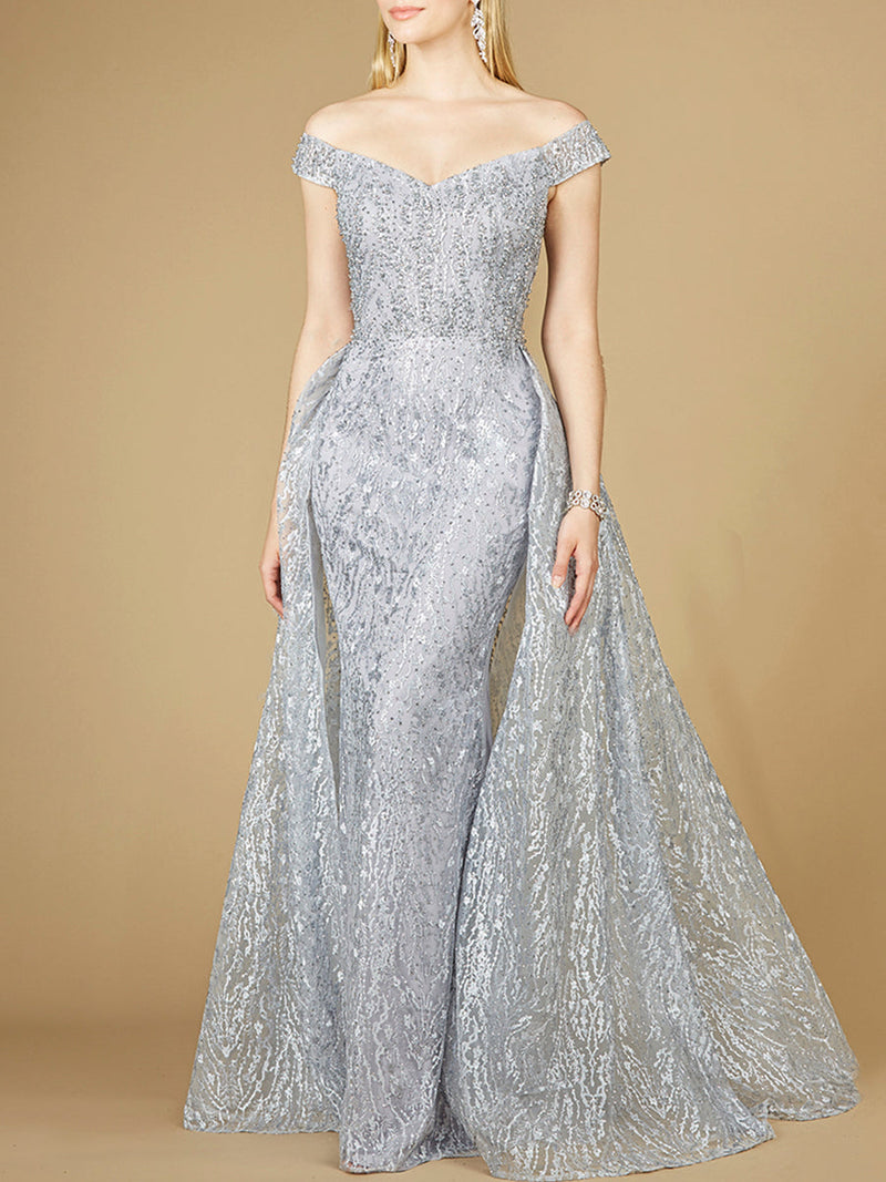 Off Shoulder Overskirt Gown - Glamourous Grace