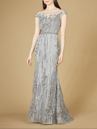 Cap Sleeve, Mermaid Lace Gown with High Neck OUTLET - Glamourous Grace
