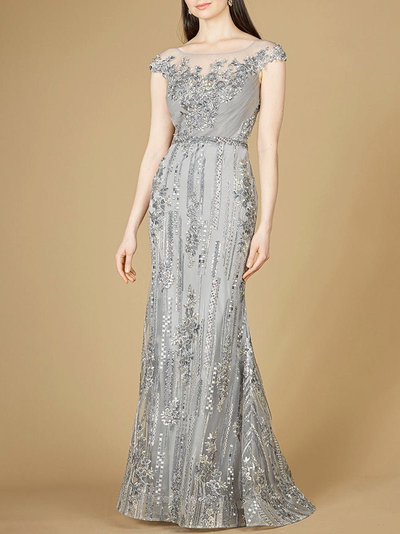 Cap Sleeve, Mermaid Lace Gown with High Neck OUTLET - Glamourous Grace