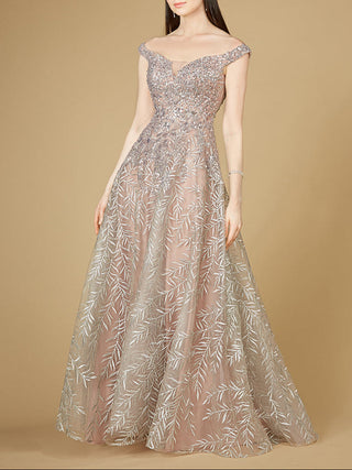 Elegant Off Shoulder Lace Ballgown - Glamourous Grace