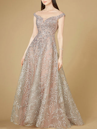 Elegant Off Shoulder Lace Ballgown - Glamourous Grace